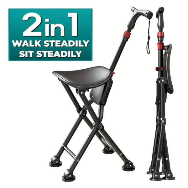 Foldable Cane with Seat  Portable & Durable